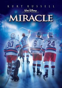 Cartaz do filme da Disney "Miracle" inspirado na história do Milagre do Gelo, por Kurt Russell.